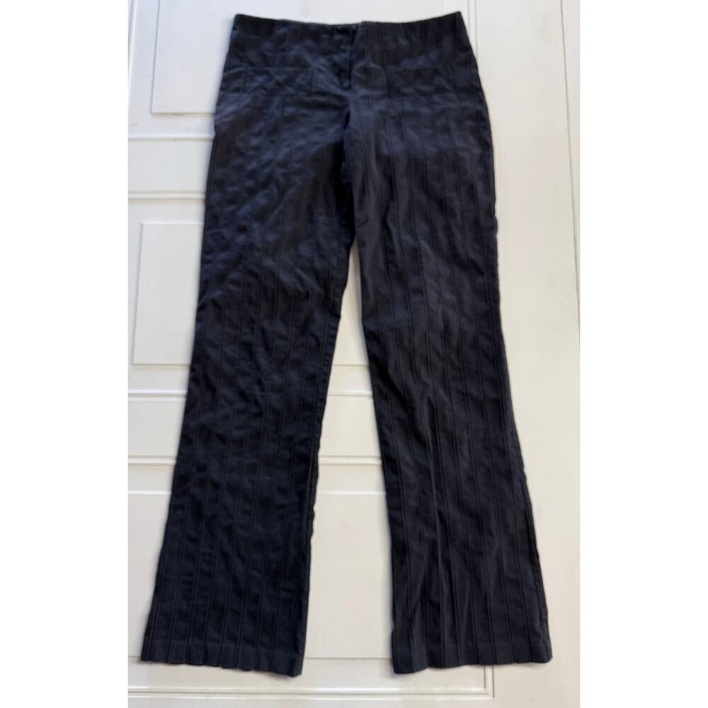 Poleci Anthropologie Black Striped Textured Trousers Straight Leg Womens Size 4